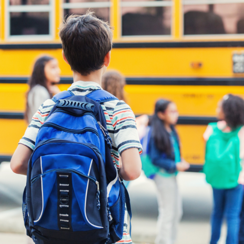 Boy waiting a school bus