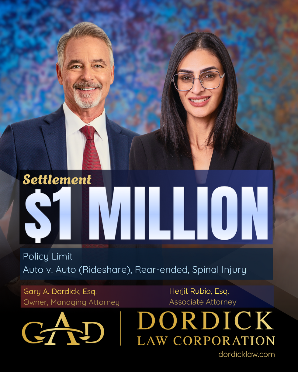 $1 Million settlement: Auto v Auto (Rideshare), Rear-ended, Spinal Injury