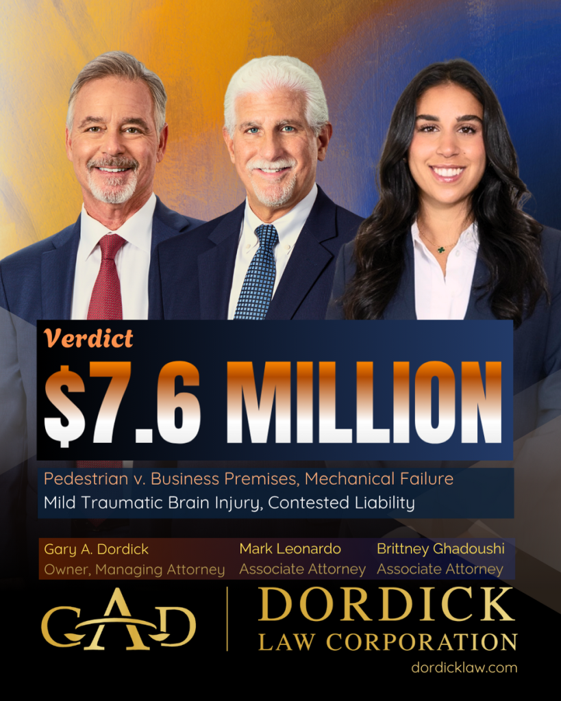 Verdict $7.6 Million Pedestrian vs Business Premises, Mechanical Failure, Mild Traumatic Brain Injury, Contested Liability