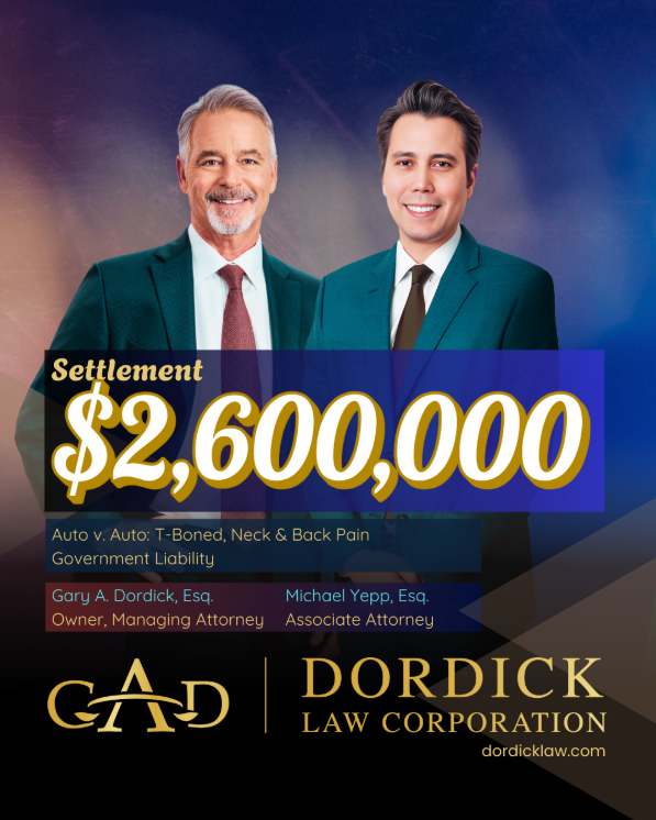 $2,600,000 Settlement: Auto v Auto, T-boned, Neck Pain and Back Pain