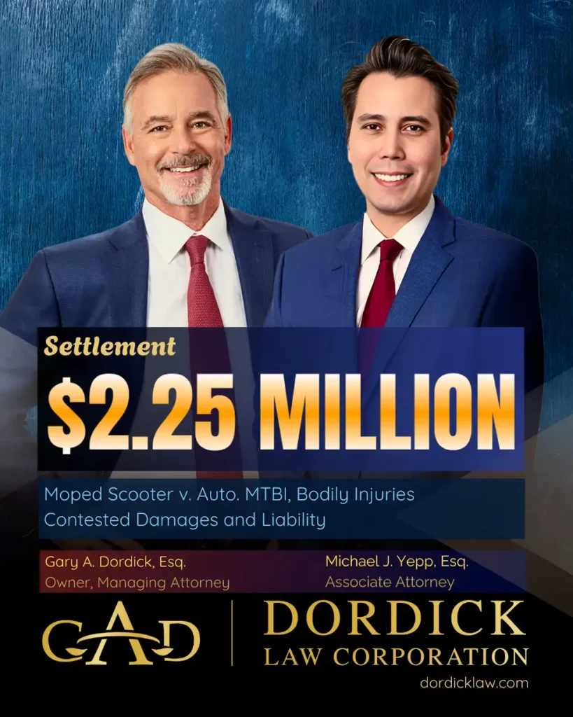 $2.25 Million Settlement Moped Scooter vs Auto Collision