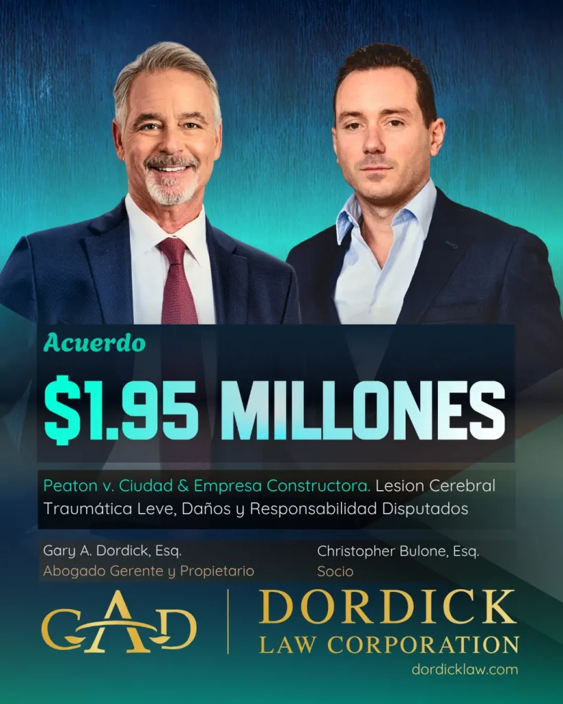 Acuerdo de $1.95 millones – Peatón vs. Ciudad y Empresa Constructora Lesión Cerebral Traumática Leve, Daños y Responsabilidad Disputados
