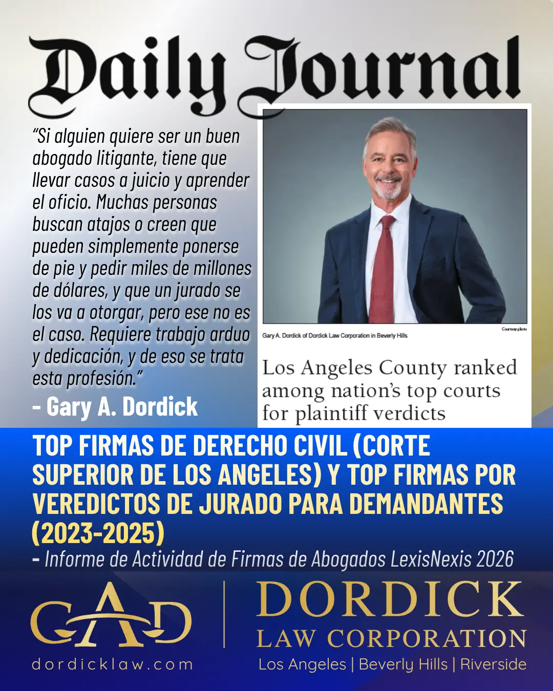 Gary Dordick Law Daily Journal and LexisNexis Recognition 06-2026